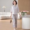 Summer 2026 Chinese Style Chiffon Suit for Stylish Middle-aged Women