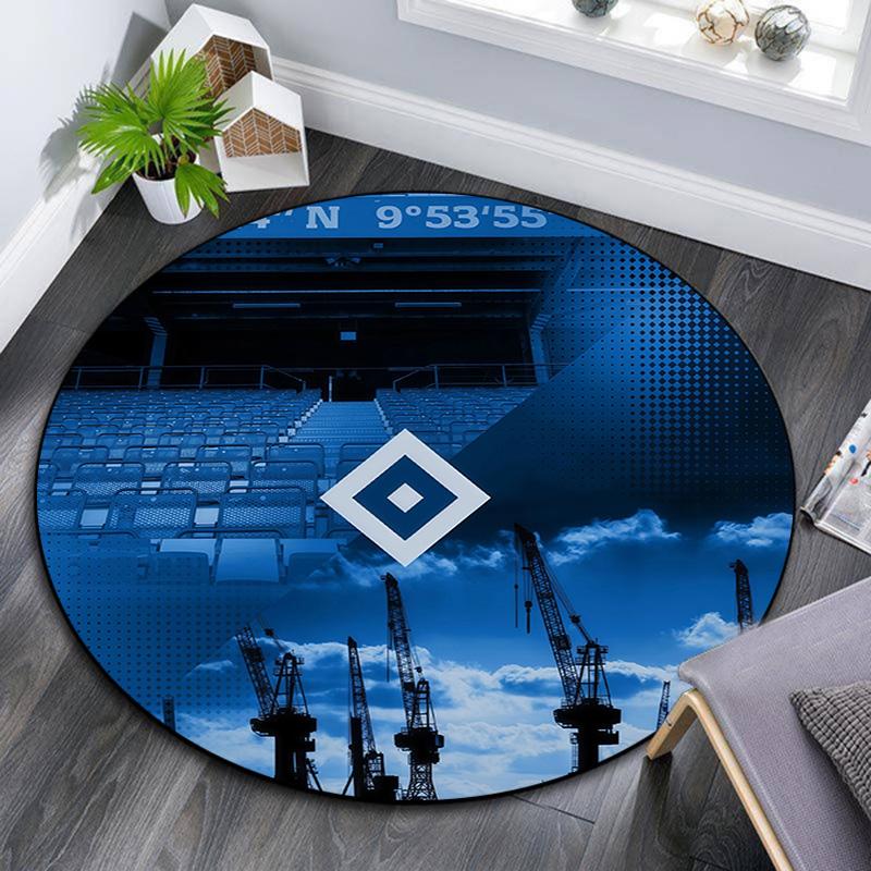 Hamburger SV Round Area Rug,Carpet Rug for Living Room Bedroom Sofa Playroom Decor,Non-slip Floor Mat