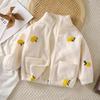 Roupa Infantil Casaco Quente de Lã Estampa de Desenho Bebê Menino Menina Jaqueta à Prova de Vento para Exterior