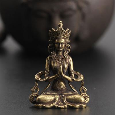 1 Peça Latão Retrô Meditar Budismo Zen Ornamento Doméstico de Buda Decoração Artesanal para Sala de Estar Estátua de Cobre Ornamento para Casa de Chá