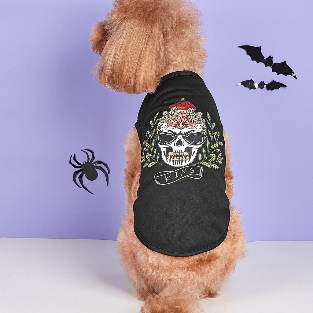 Halloween Haustierweste: Ärmellose Sommerkleidung für Welpen und Katzen (Zwergspitz, Teddy, Bichon)
