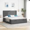 Exclusive House - Ottoman Bed Frame with Dark Grey Mattress 160x200cm Fabric