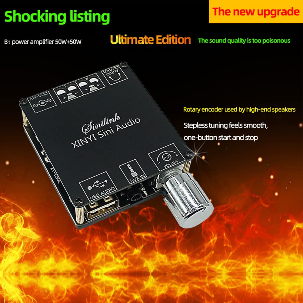 Mini 50Wx2 BT5.0 Wireless Audio Digital Power Amplifier Infinite Tuning Stereo Board Amplifier Dual Channel Amplificador C50L