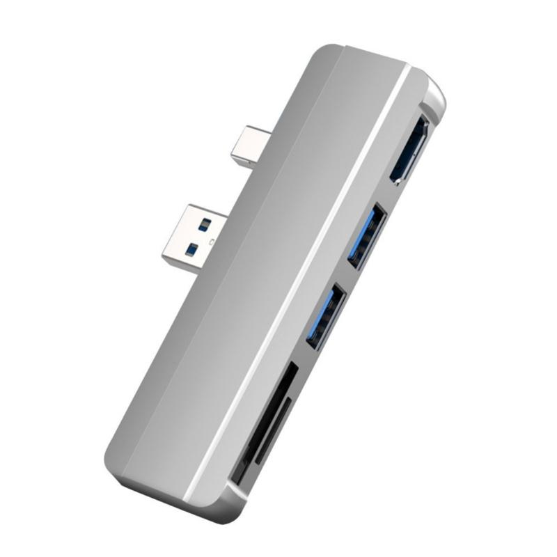 

Aluminum USB Hubs Docking Stations for Pro4 5 6 Featuring 4K@30Hz Output and Card Slots серебряный