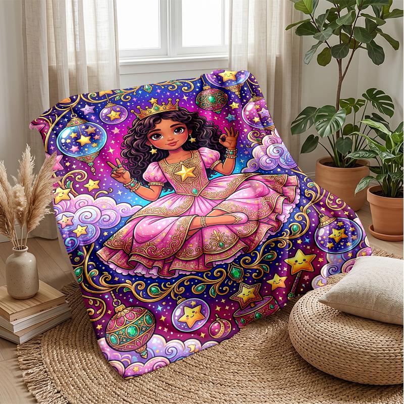Magical Princess Sparkle Theme blanket Lightweight Warm Flannel Blanket Decorative Throw Blanket for Home Decoration
