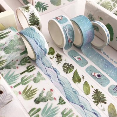 8 Τμχ/σετ Πράσινα Φυτά Washi Tape για Διακόσμηση Ημερολογίου DIY Scrapbooking Kawaii Αυτοκόλλητο Ετικέτα Μασκαριστική Αυτοκόλλητη Ταινία Σταθερά