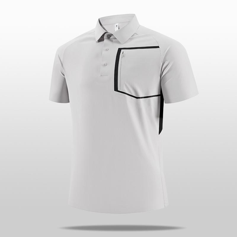 

Ice Silk Front Pocket Seamless Sona Pique Lapel T-Shirt Short Sleeve 3XL