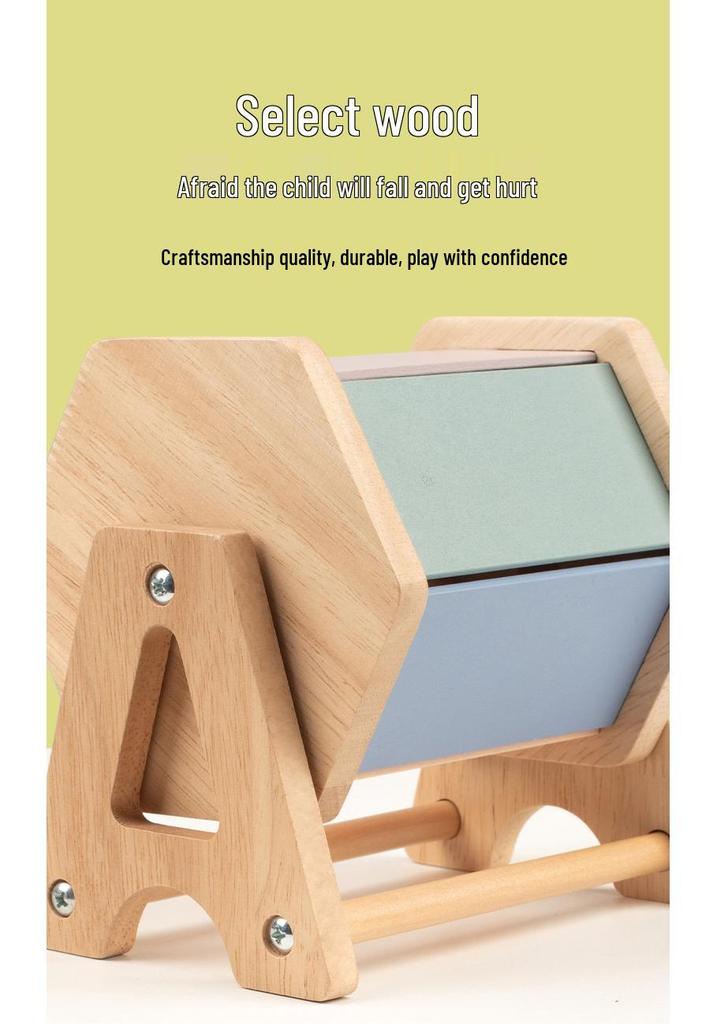 Wooden Rolling Drum for Infant Color and Cognitive Development - Montessori Teaching Aid