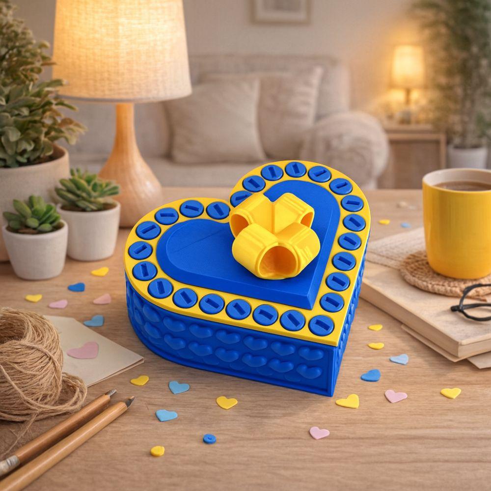 Unique Heart Shaped Annoying Gift Box 8 cm Detachable 3 D Printed Box Funny with Screws Take Apart Box Hobbies