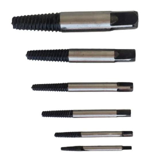 6Pcs/set Steel Broken Speed Out Damaged Screw Extractor Drill Bit Guide Set Broken Bolt Remover Easy Out Set