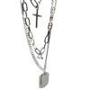 European and American tide cold wind multi-layer hip-hop titanium steel necklace cross stacked necklace men's sweater chain accessories