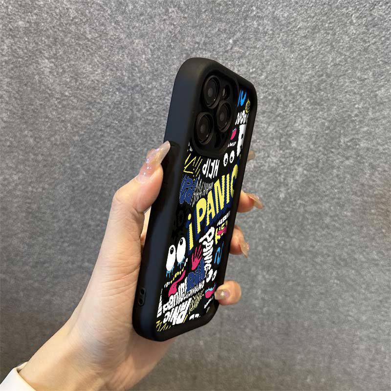 Graffiti-Style Silicone Phone Case for iPhone Models: 11, 12, 13 Pro, 14, and 15 Pro Max