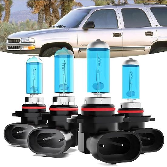 Halogen Headlights Fit For Chevrolet Chevy Tahoe 2000-2006 Headlight Bulbs,9005/HB3/H10 High Beam+ 9006/HB4 Low Beam+ 880/881/H27 Fog Light