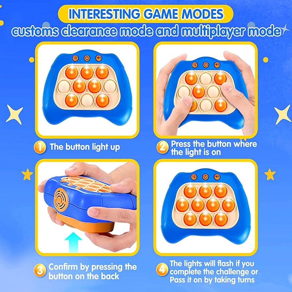 Quick Push Bubbles Game Console, Button Puzzle, Decompression Breakthrough Puzzle Game Machine,Hand Eye Coordination Game