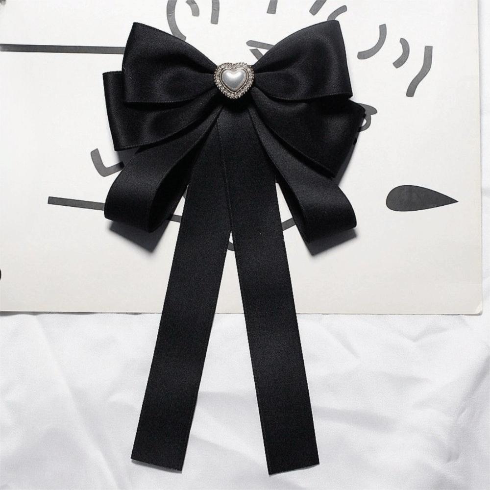 Rhinestones Black Ribbon Pin Beads Ribbon Badge Brooch Sparkling Funerals Memorial Pin  Girl
