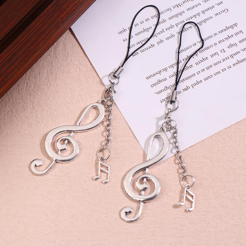 1/2 Stück Y2K Vintage Musiknote Handy-Lanyard Trendige Metall Musiknote Handykette Schlüsselanhänger Anhänger Geschenke