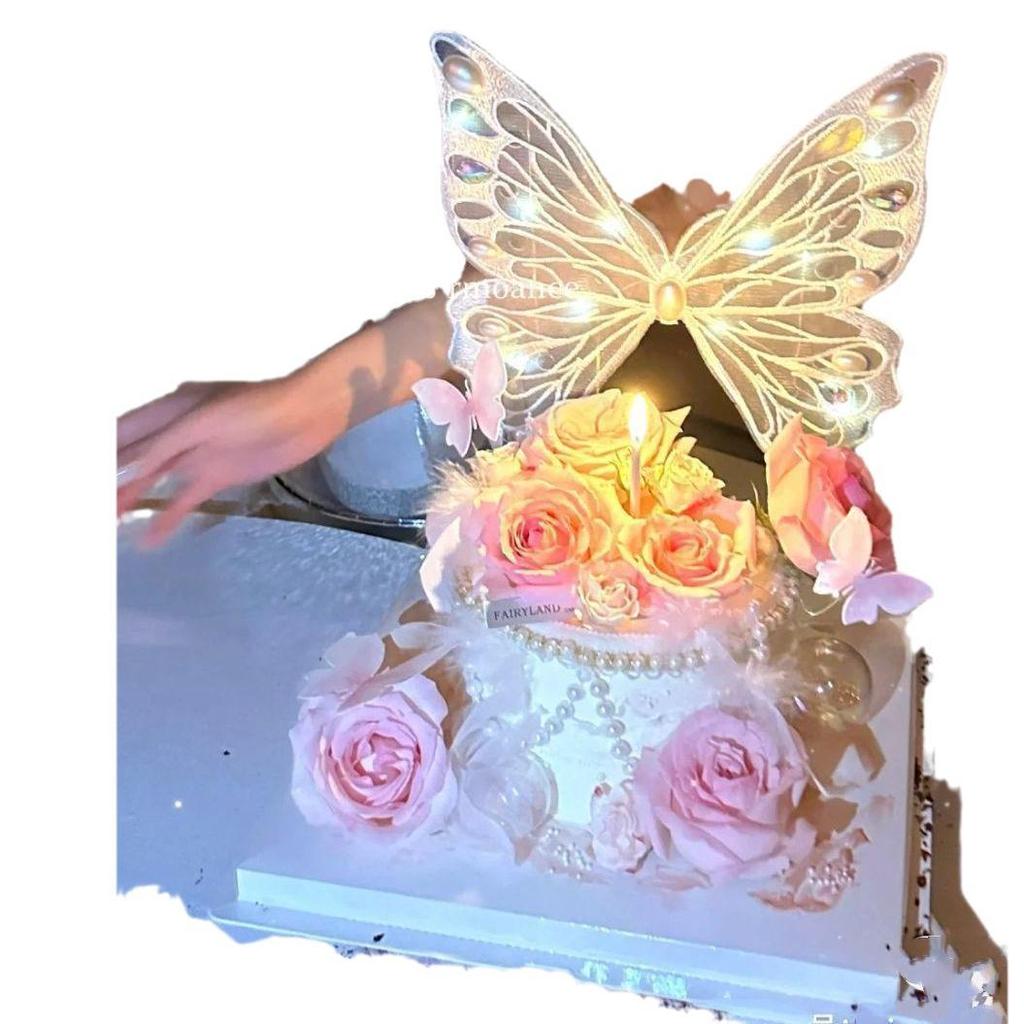 Luminous Butterfly Embroidery: Valentine's Cake Decoration & Fairy Figurine Gift