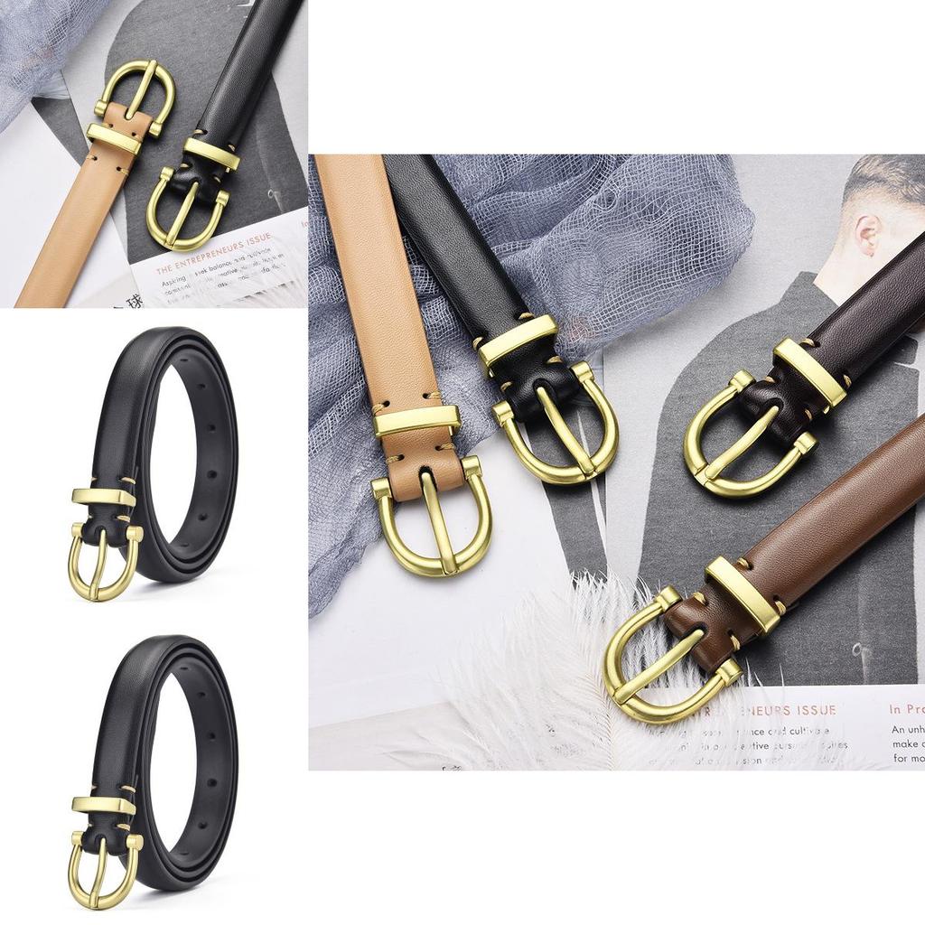 Minimalist Womens Pu Leather Belt With Geometric Design And Alloy Buckle For Casual Style