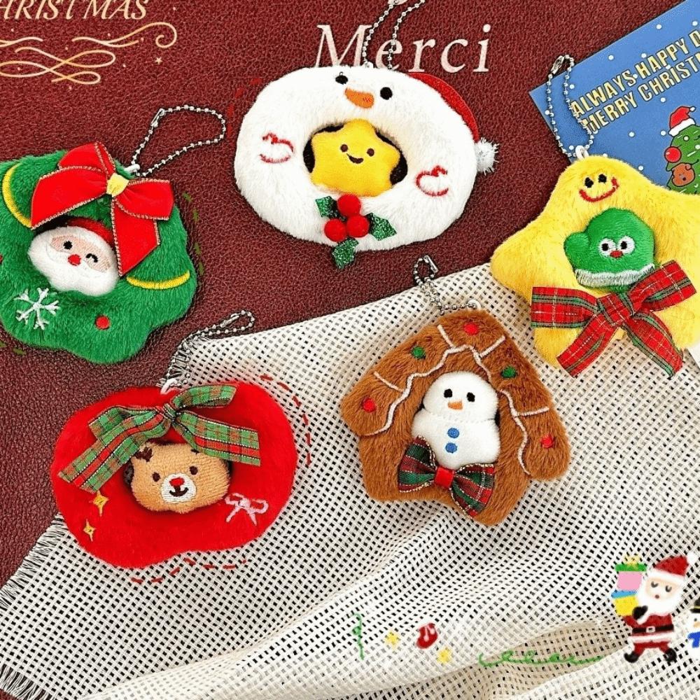 5PCS Plush Stuffed Hanging Pendants Cute Festival Keychain Decorations Xmas Tree