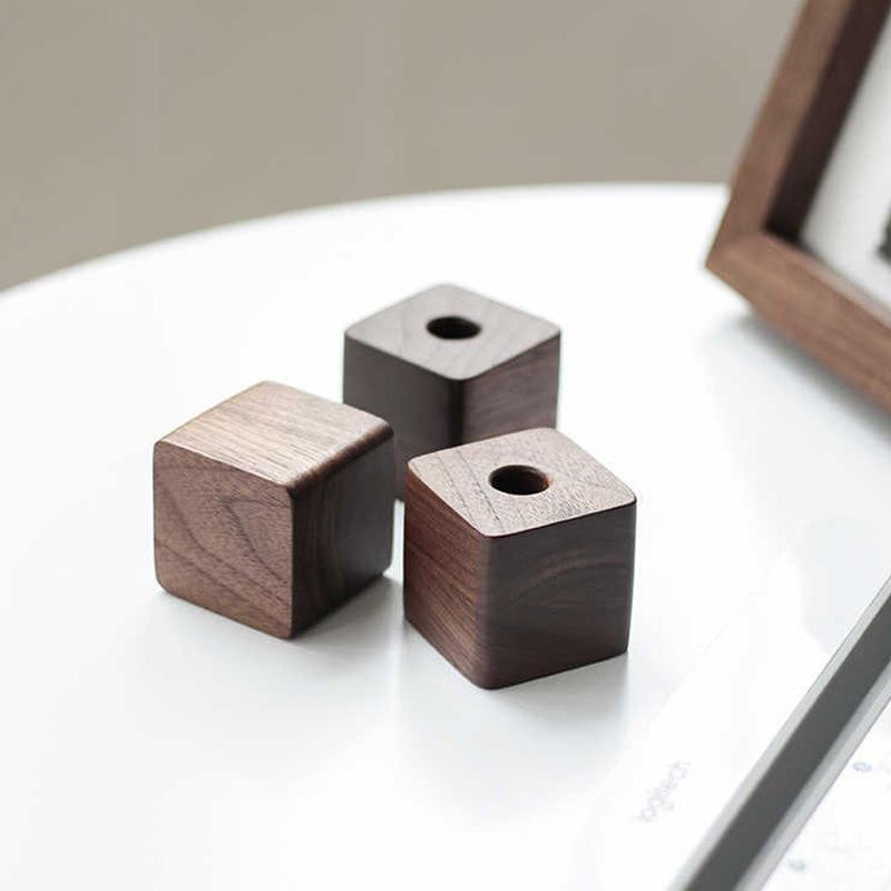 1pc Walnut Wood Beech Pen Holder Pen Container For Desk Stationery Storage Creative Square Shape Pen Hole Pencil Slot Pencil Stand