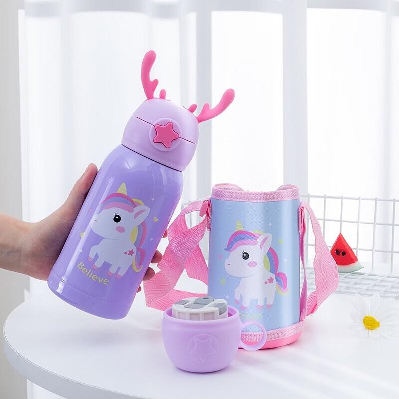 Chuanfeng Children s 304 Stainless Steel Insulated Straw Water Bottle 500ML