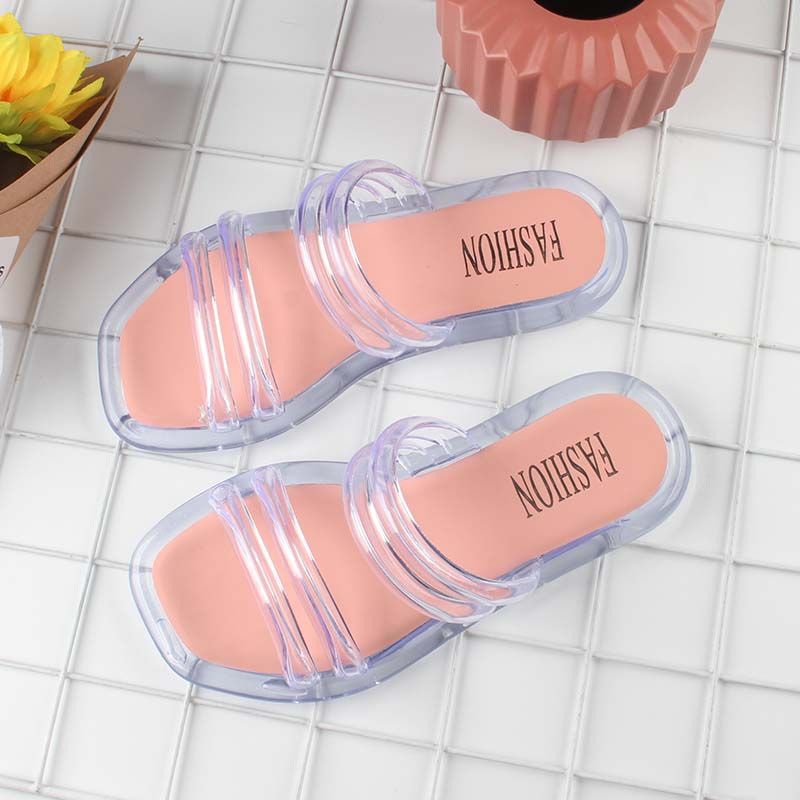 

Тапочки с кристаллами для женщин, летние прозрачные сандалии из геля для женщин, нескользящие и модные пляжные сандалии 40