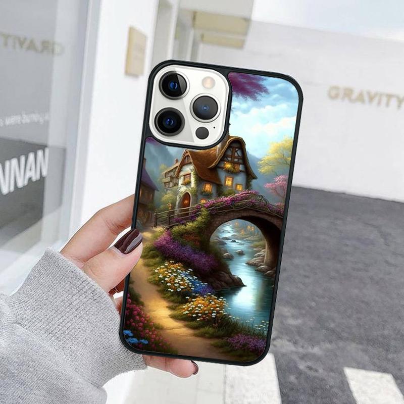 Hand Painted House Beautiful Scenery Phone Case For iPhone 17 Air 15 16 Cover  11 13 14 Pro Max 12 Plus Max XR