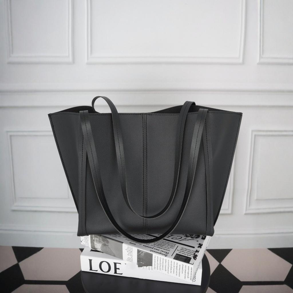Big Black Shoulder Bags for Women Large Hobo Shopper Bag Solid Color Quality Soft Leather Crossbody Handbag Lady Travel Tote Bag