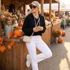 Women's Casual Trendy Hoodie Long Sleeve Color Pullover Sweatshirt