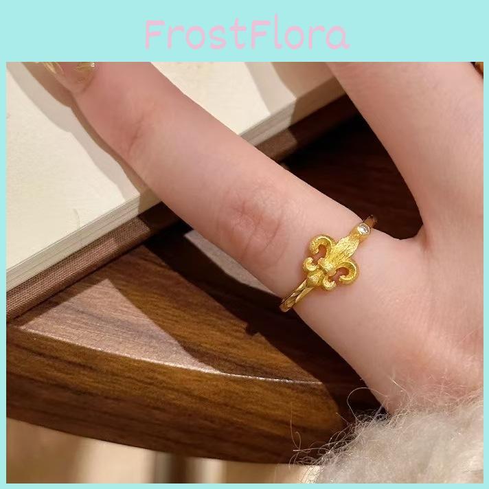 Iris Gold Premium Flower Ring Stylish Copper Finger Ring For Fashionable Women