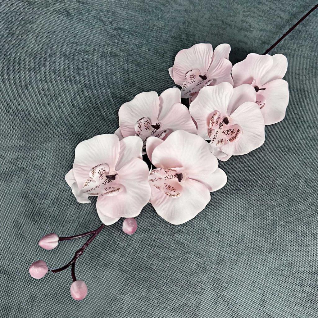 6 Heads Artificial Phalaenopsis Orchid Flower, Handmade Realistic Faux Fake Floral Design, For Home Wedding Hotel Decoration