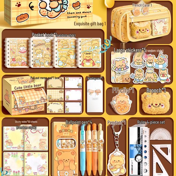Butterbär Briefpapier Geschenkbox: Zurück zur Schule Set für Kinder, Kindergarten-Abschluss, Geburtstags-Souvenir für Mädchen.