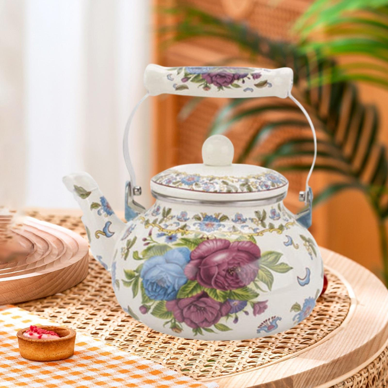 

2,5 л эмалированный чайник для плиты, цветочный чайник для чайного домика и кемпинга Style A