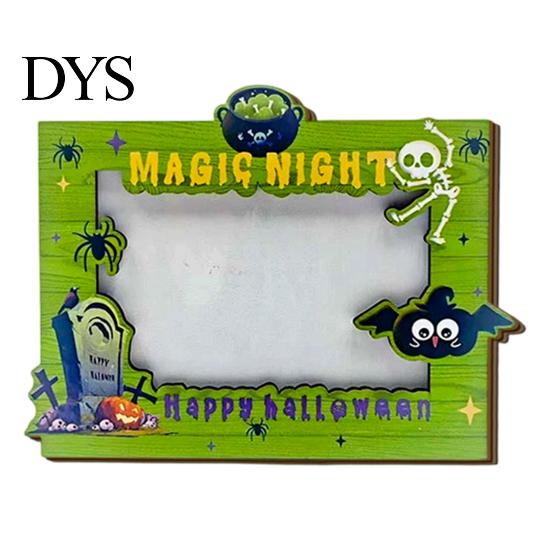 Creative Autumn Housewarming Gifts Halloween Wooden Photo Frame, Double Layer Wood Tabletop Picture Holder, Frames Display Stand for Home Holiday