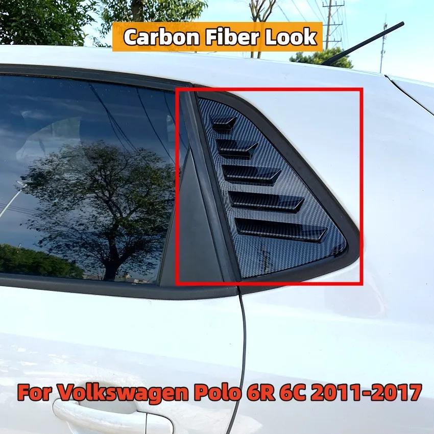 Glossy Black/Carbon Look Car Rear Window Shutter Cover Trim For Volkswagen VW Polo MK5 6R 6C 2011-2018 For VW Mk6 Polo 2018-