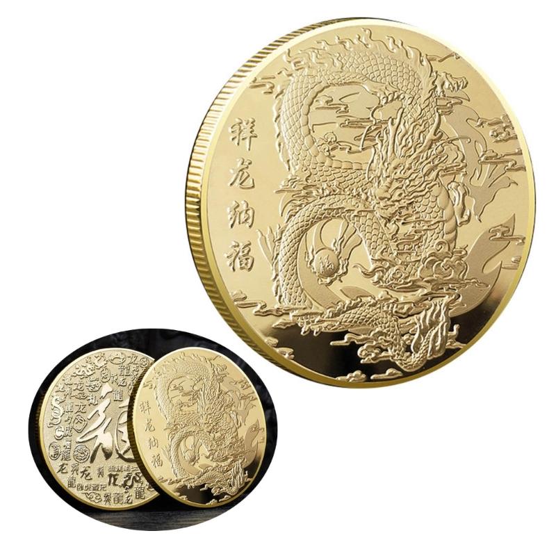 

2024 Chinese New Year Dragon Collectible Coins Plated Lucky Coina Chinese Commemorative Souvenir