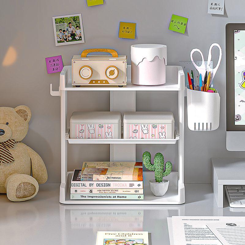 Desktop Three-layer Storage Shelf Stationery Organizer Rack Ins Cosmetics Storage Box Office Multi-layer Sundries Storage Boxes