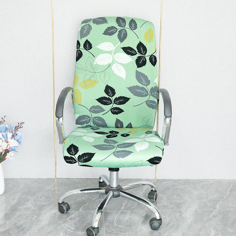 Stretch Spandex Printed Milk Silk Office Chair Cover with Zipper Removable Anti-dirty Computer Rotating Chair Protector