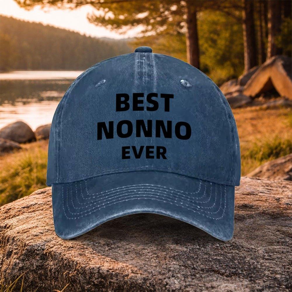 BEST NONNO EVER Washed Baseball Cap Unisex Duckbill Hat for Golf Casual Outdoor Daily Commute