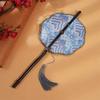 Retro Ancient Style Chinese Bamboo Waist Fan Rollable Foldable Long Handle Fan Decorative Cooling Group Fan Hanfu