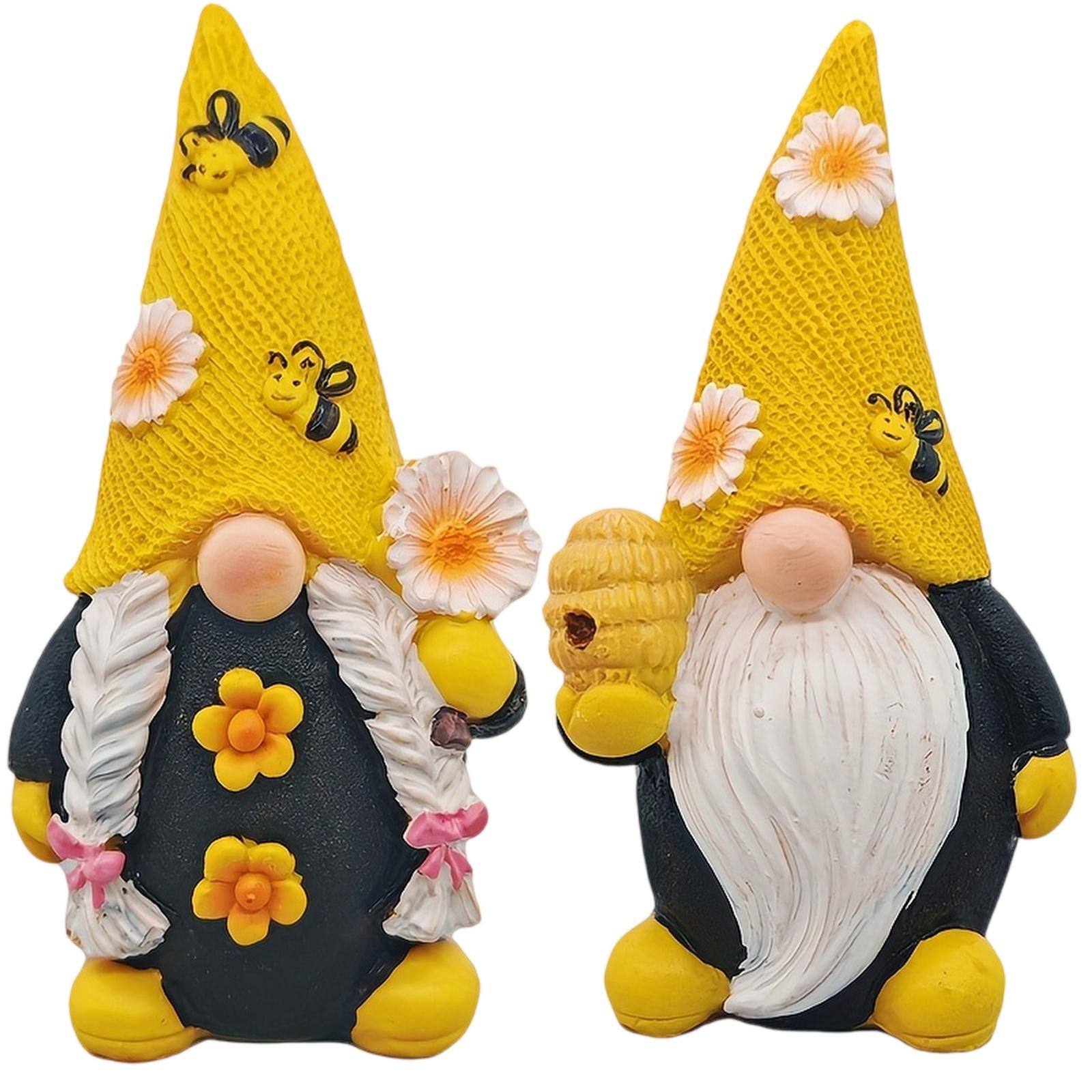 2 шт. Статуэтки гномов из смолы в деревенском стиле жёлтый