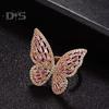 Pierścionek damski Hollow Out Butterfly Shape Rhinestone Alloy Regulowany pierścień otwierający Bankiet Party Wedding Jewelry