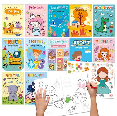 Coloring Sticker Book, Children's Cartoon Graffiti Drawing Enlightenment Book, Fun Holiday Coloring Book