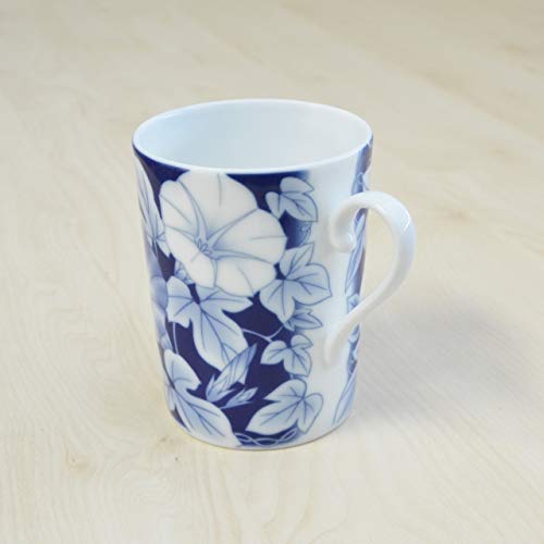 Koransha Morning Glory Pattern Mug 300ml Arita Ware Made In Japan Beautiful Refreshing Indigo Tone The Bottom Has the Word In the Language of Morning