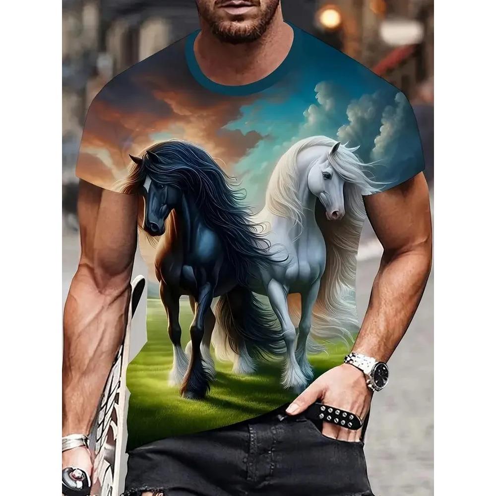 Summer Mens T-shirt Creative 3D Printed Short Sleeved T-shirt Fashionable Comfortable Soft Breathable Large Loose T-shirt