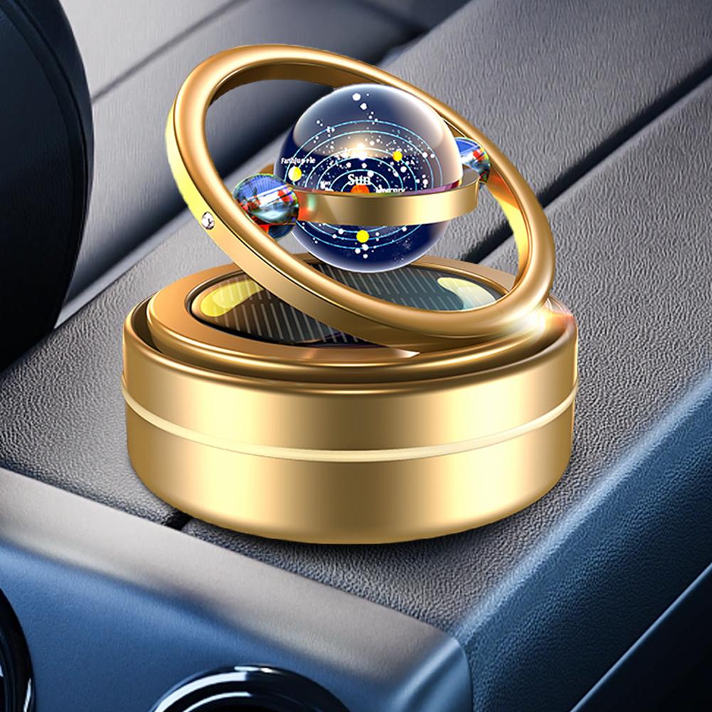 Solar Car Air Freshener Interstellar Double Ring Rotating Car Perfume Fragrance Aromatherapy Diffusing Car Interior Decor