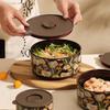 French Fresh-keeping Bowl with Lid Sealed Ceramic Bowl Microwave Oven Heating Bento Box Exquisite Home Noodle Bowl Friend Gift