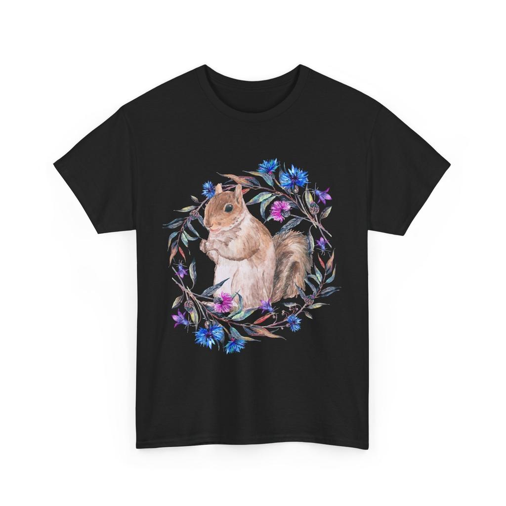 Squirrel Flowers T-Shirt, Squirrel Rodents Pet Animals Lovers Cute T-Shirt