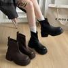 Retro Chunky Heel Women Ankle Fashion Round Toe Zippers Autumn Winter Mordern Short Botines Para Mujeres