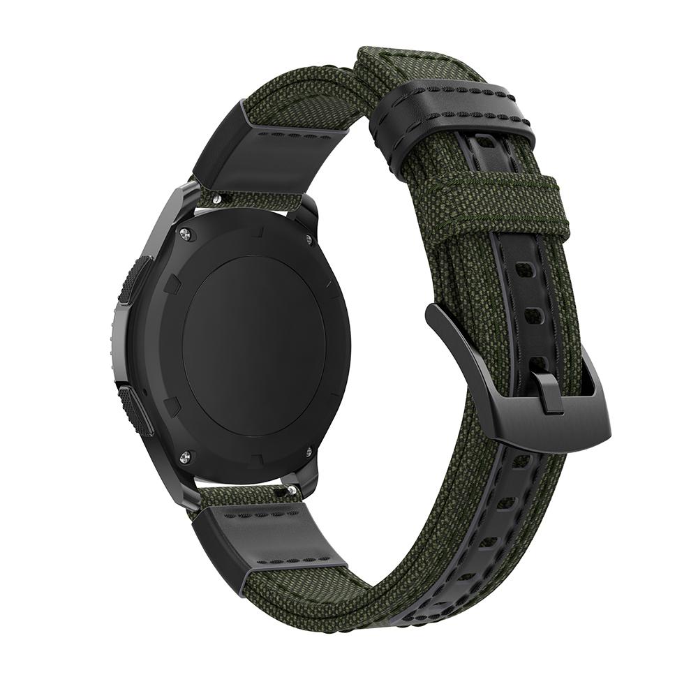 For Samsung Gear S3 Classic/S3 Frontier/Galaxy Watch 46mm Canvas+Genuine Leather Watch Band Nylon Sports Wrist Strap